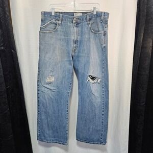 SilverTab Men's Relaxed Fit Distressed Denim Jeans W36 L30 Grunge Thrashed